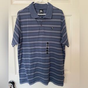Quiksilver Men's Navy Striped Polo Shirt